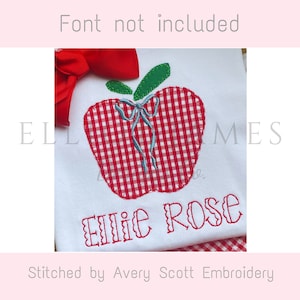 Apple Applique Blanket Stitch with Bow Back To School Vintage Machine Embroidery Design