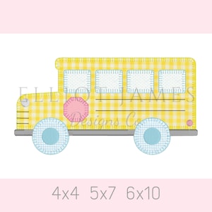 School Bus Applique Blanket Stitch Back To School Machine Embroidery Design