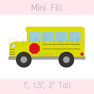 School Bus Mini Fill Stitch Back To School Machine Embroidery Design