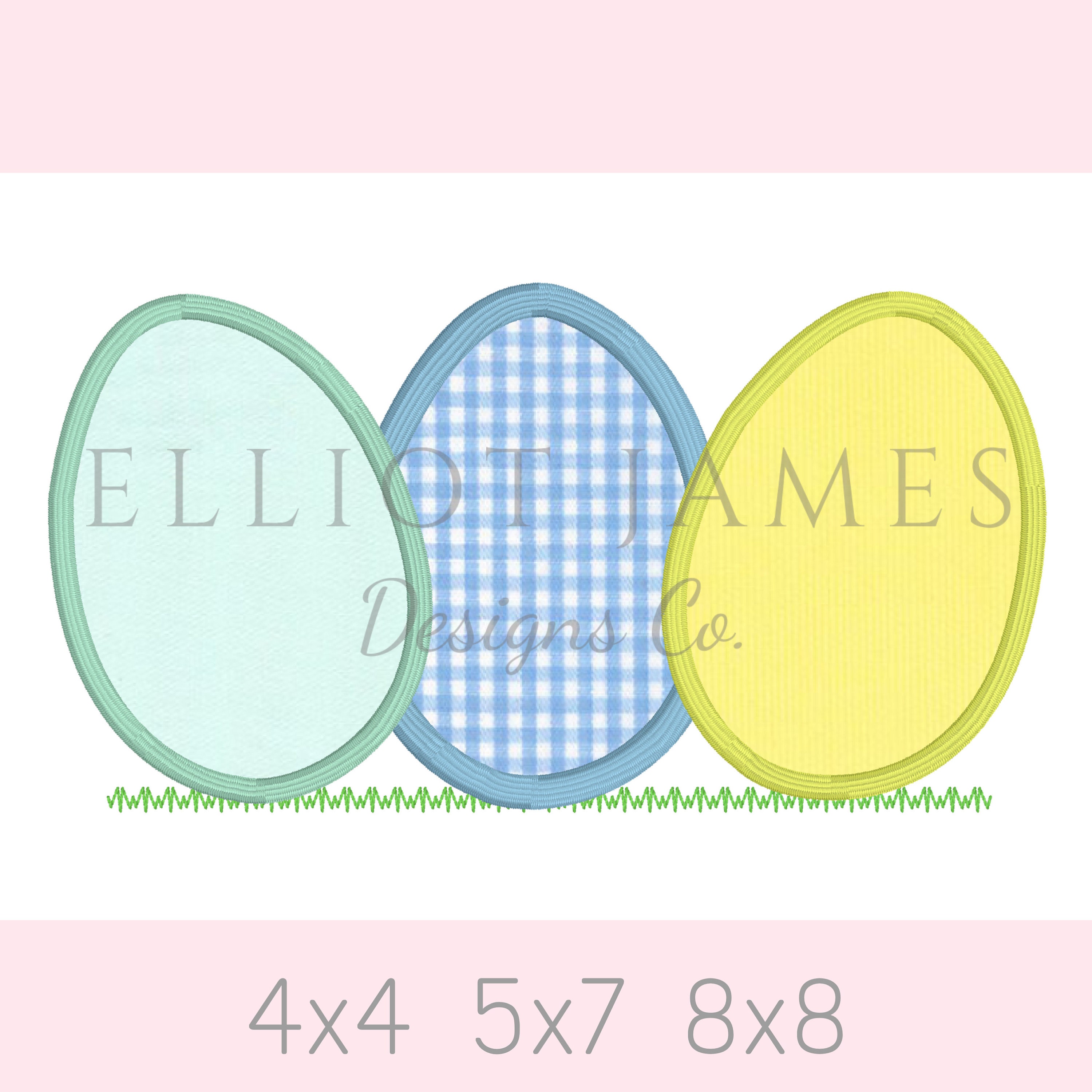 Easter Egg Trio Satin Applique Vintage Machine Embroidery Design - Etsy