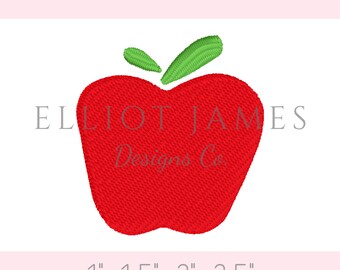 Diseño de bordado de máquina vintage de regreso a la escuela de punto de relleno mini de Apple