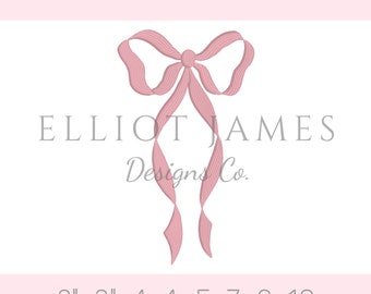 Heirloom Satin Bow with Long Tails Vintage Machine Embroidery Design