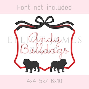 Bulldog Bow Frame Football Mascot Vintage Machine Embroidery Design