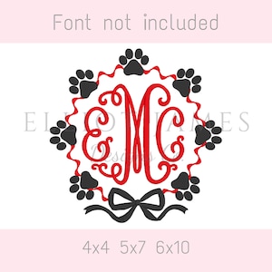 Paw Print Wavy Bow Frame Football Mascot Vintage Machine Embroidery Design