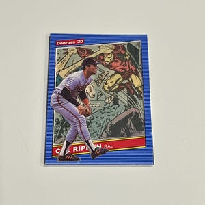 Cartes d'art personnalisées Cal Ripken Jr. : Donruss 2020 n° 224, Donruss n° 96 de 1990 et coupe Iron Man Comic