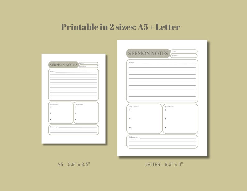 Sermon Notes Printable Template | Bible Study Template | Church Notes ...