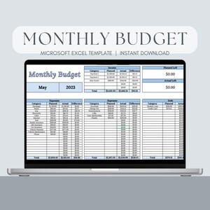 Monthly Budget Template | Microsoft Excel Budget | Budget Spreadsheet | Budget Planner | Instant Download | Digital Budget | Finance Tracker