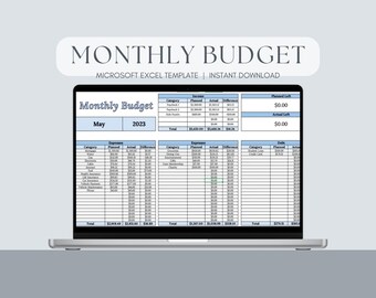 Monthly Budget Template | Microsoft Excel Budget | Budget Spreadsheet | Budget Planner | Instant Download | Digital Budget | Finance Tracker
