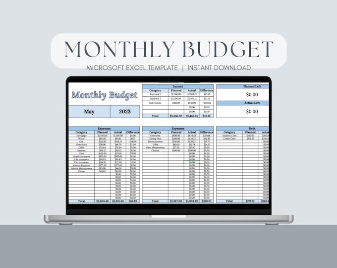 Monthly Budget Template | Microsoft Excel Budget | Budget Spreadsheet ...