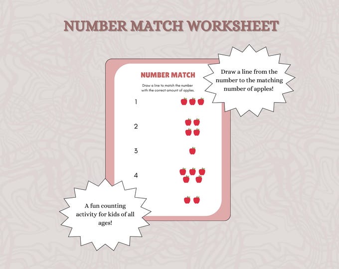 Number Match Worksheet School Worksheet Learning Resource Homeschool ...