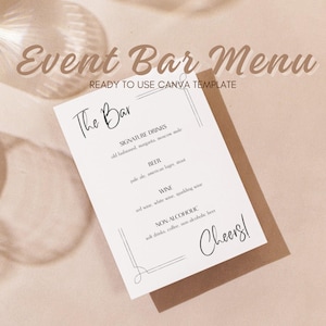 Szablon menu baru weselnego | Szablon menu drinków | Szablon menu baru na imprezę | Szablon drinka firmowego | Szablon edytowalny | Menu do wydruku