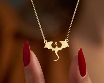 Gold dragon pendant • dragon necklace  • dragon pendant  • necklace with dragon • silver dragon necklace • dragon fly necklace.