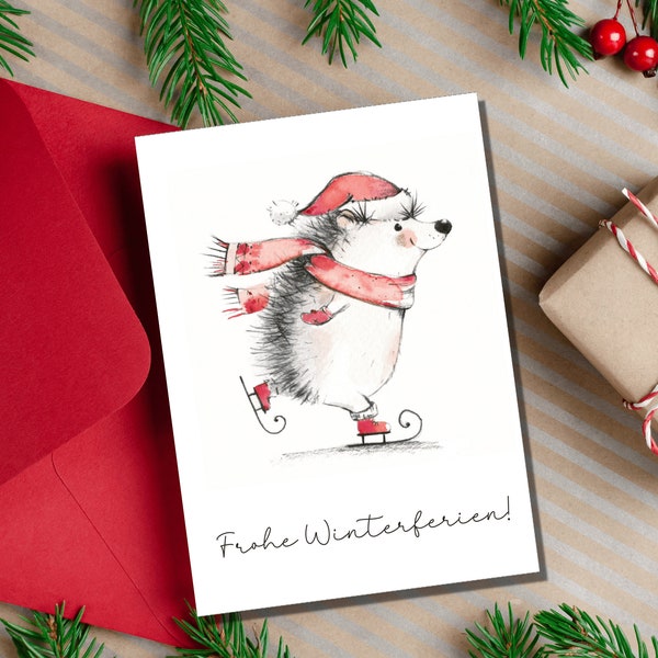 GERMAN Printable Christmas Card, Cute Foldable Christmas Card, Blank Christmas Card, Merry Christmas Card, Printable, Digital