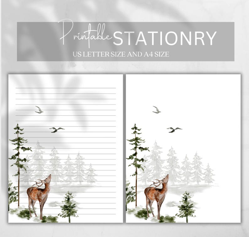 Printable Stationery, Deer Writing Paper, Printable Letter Writing ...