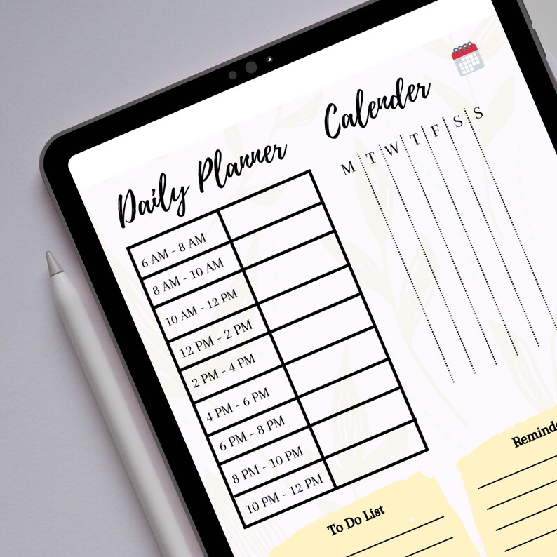 Daily Digital Planner, Printable, Daily to Do List, Calendar, Reminders ...