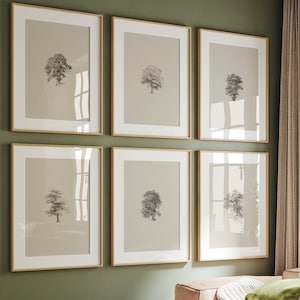 Set di stampe di schizzi di alberi antichi: arte botanica britannica (download digitale)