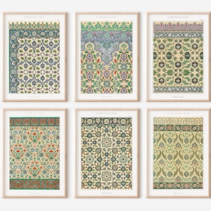 Islamic Pattern Gallery Wall Set, Vintage Pattern Wall Art, Arabic Art Print Set, Arabic Pattern Art, Tile Print Artwork, Decorative Artwork