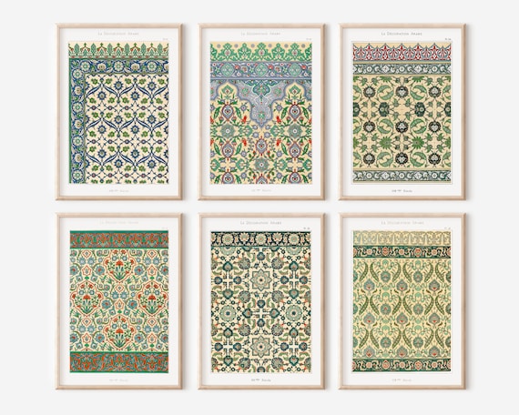 Vintage Islamic Pattern Art Print Set: Arabic Tile Designs (Digital Download)