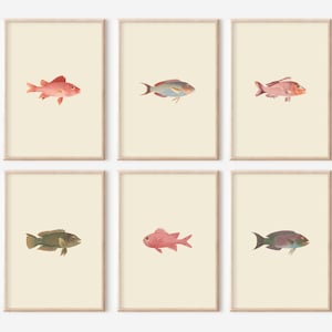 Fish Prints Gallery Wall Set, 21 Neutral Fish Prints, Marine Print Set, Vintage Printable Wall Art, Vintage Marine Biology Art Print Set