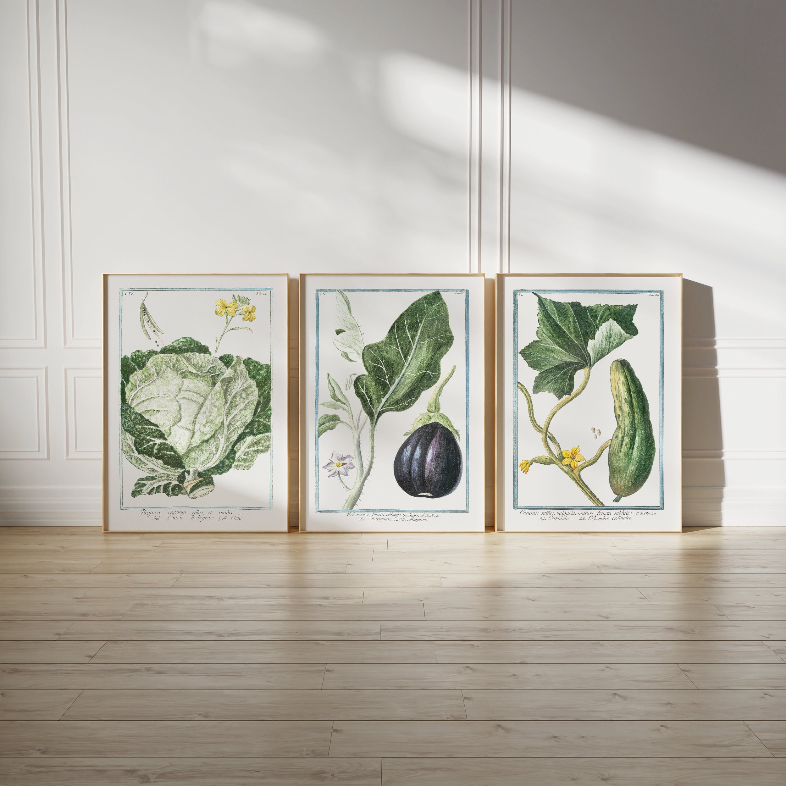 kitchen print set of 2 fruit print vegetable print... Vintage Botanical Kitchen Print Set: Vegetable Garden Art (digital ...