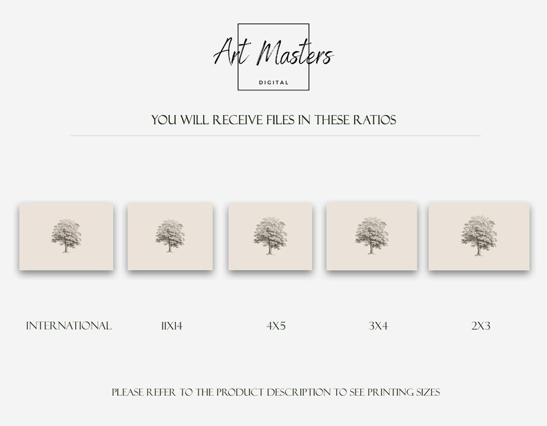 Antique Tree Sketch Print Set: Vintage Botanical Art (digital Download ...