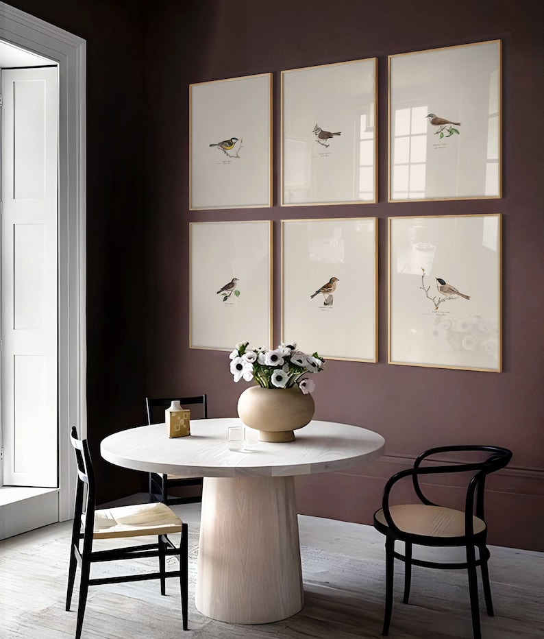 Vintage Garden Bird Prints Set, Delicate Bird Illustrations (digital ...