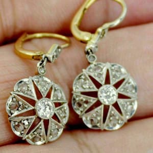 Vintage Style Dangle Drop Earrings: 925 Silver, CZ Accents