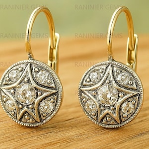 Art Deco Starburst Earrings: Sterling Silver & Gold Accents, Vintage Style