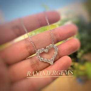 Round Cut Moissanite Heart Shape Pendant, Silver Pendant, Heart Pendant, Gift for Mom, Best Gift For Girlfriend, Anniversary Gift