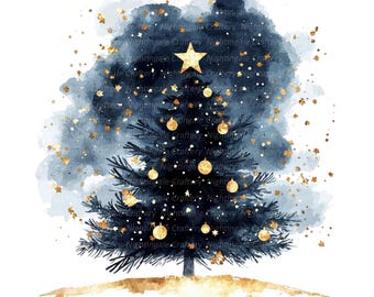 10 Christmas Tree Clipart, Christmas Card, Printable Watercolor clipart, High Quality JPGs, Digital download, Paper craft, junk journals