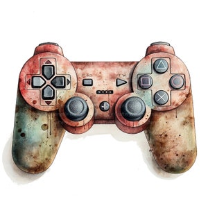12 Watercolor Game Controller Clipart, Rusty Controller, Printable ...