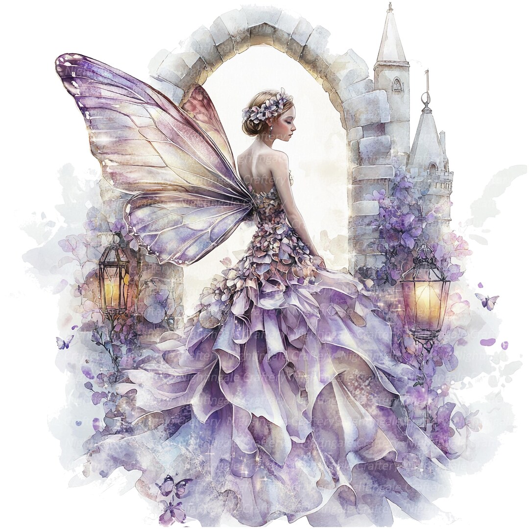 Princecss Faeries 7 Fairy Princess Clipart, Fairy Castle Clipart, Printable Watercolor ...