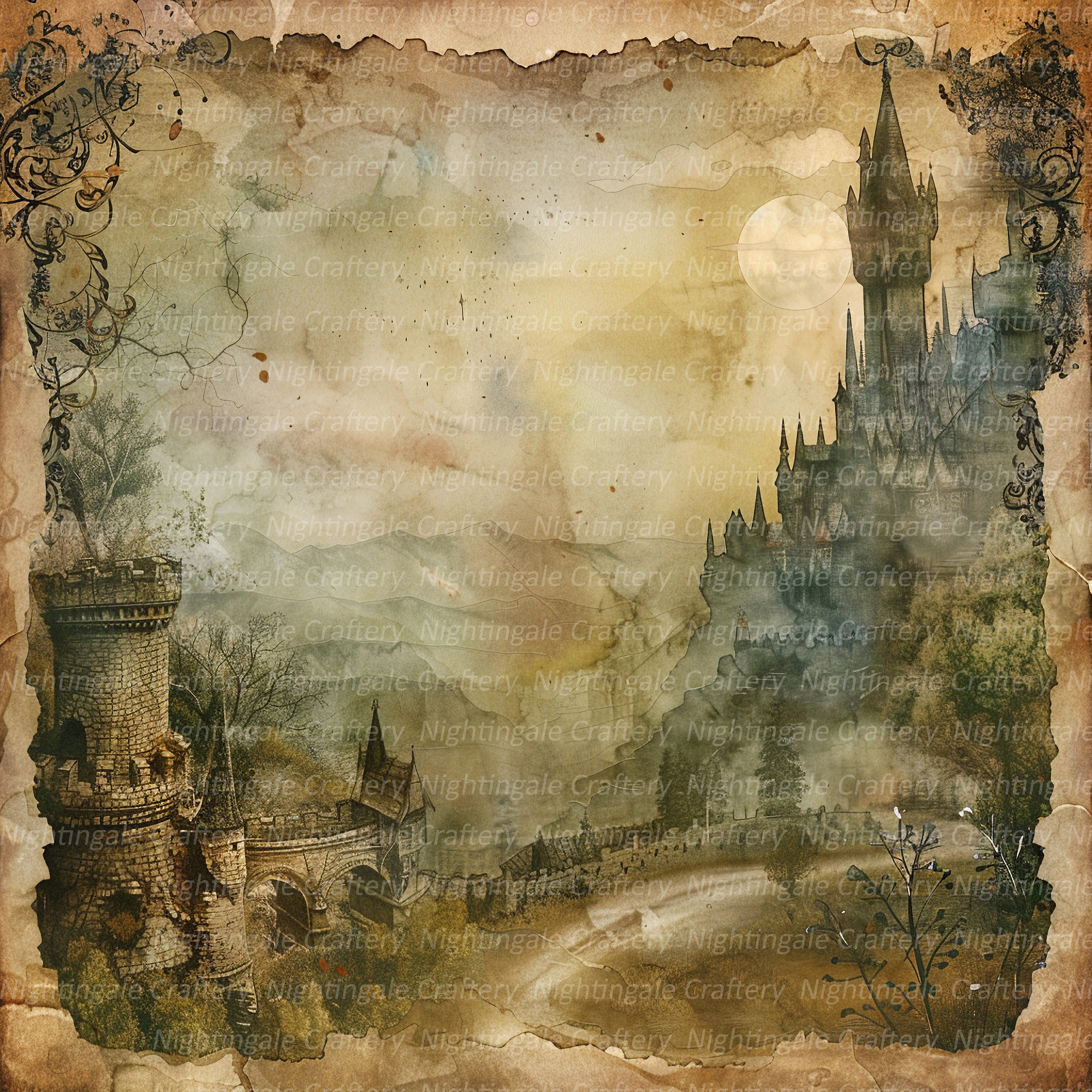 18 Fantasy Vintage Background Papers, 12 X 12 Digital Paper Pack, Junk ...