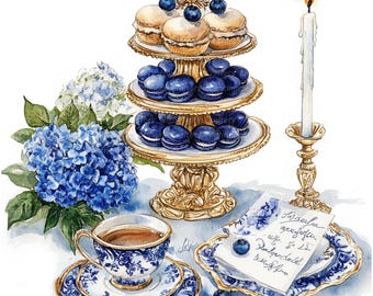 11 Romantic Parisian, Rococo Tea Party Clipart, Printable Watercolor clipart, High Quality JPGs, Digital download, Paper craft, junk journal
