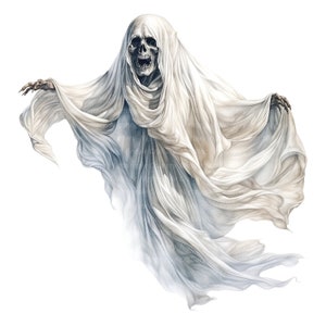 10 Death Ghost Clipart, druckbare Aquarell Clipart, hochwertige JPGs, digitaler Download, hohe Auflösung, Papiermodelle, Junk Journals