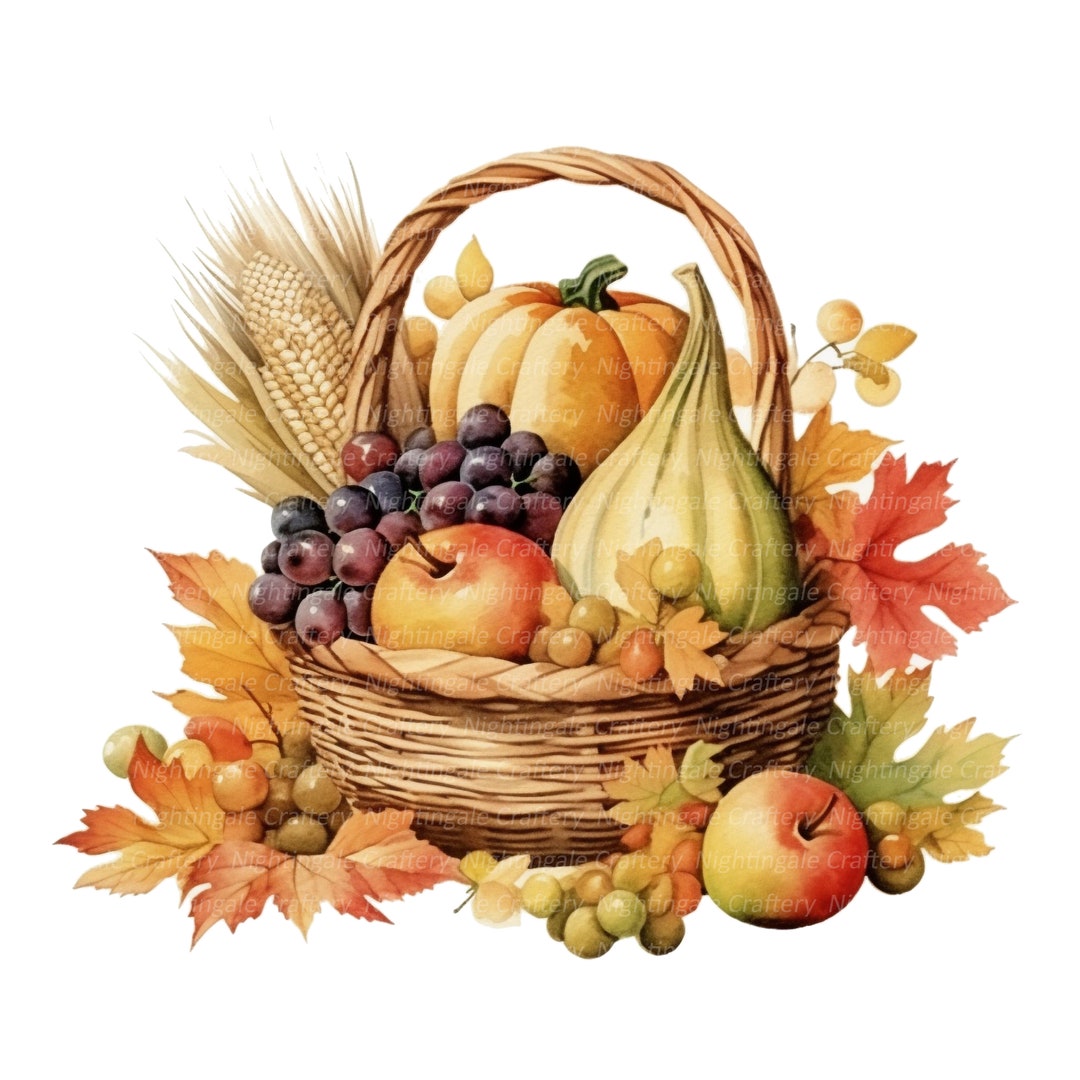 8 Autumn Basket Clipart Thanksgiving Basket Printable - Etsy