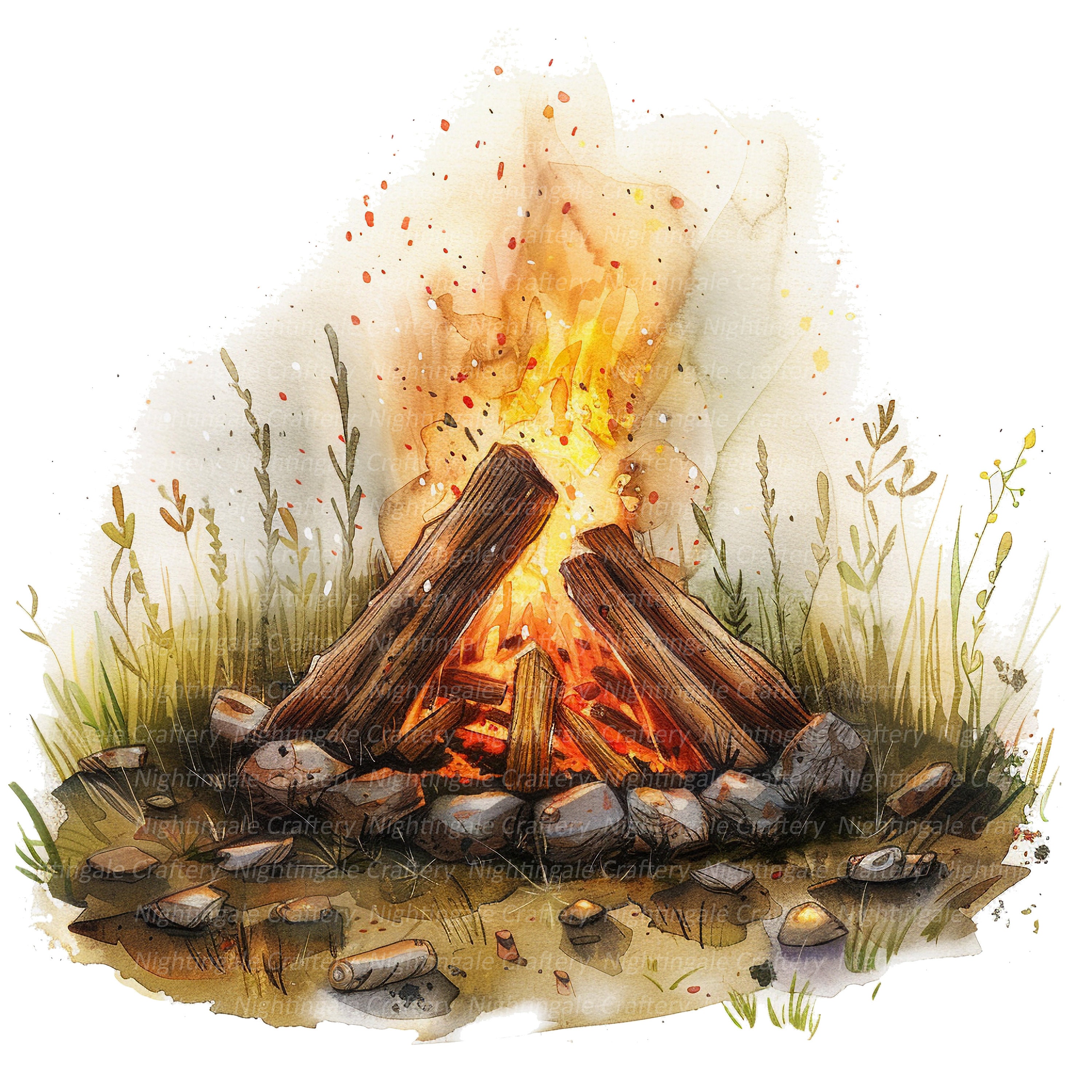 11 焚き火キャンプファイヤー クリップアート、薪クリップアート、印刷