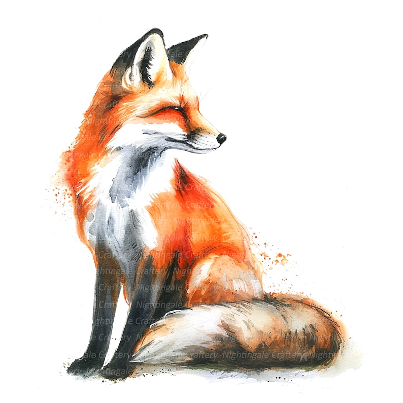 11 Fox Drawing Clipart, Watercolor Fox Print, Printable Watercolor ...