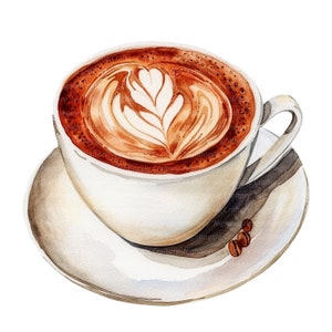 8 Cappuccino-Tasse, Cappuccino-Clipart, druckbare Aquarell Clipart, hochwertige JPGs, digitaler Download, Papierhandwerk, Junk Journals