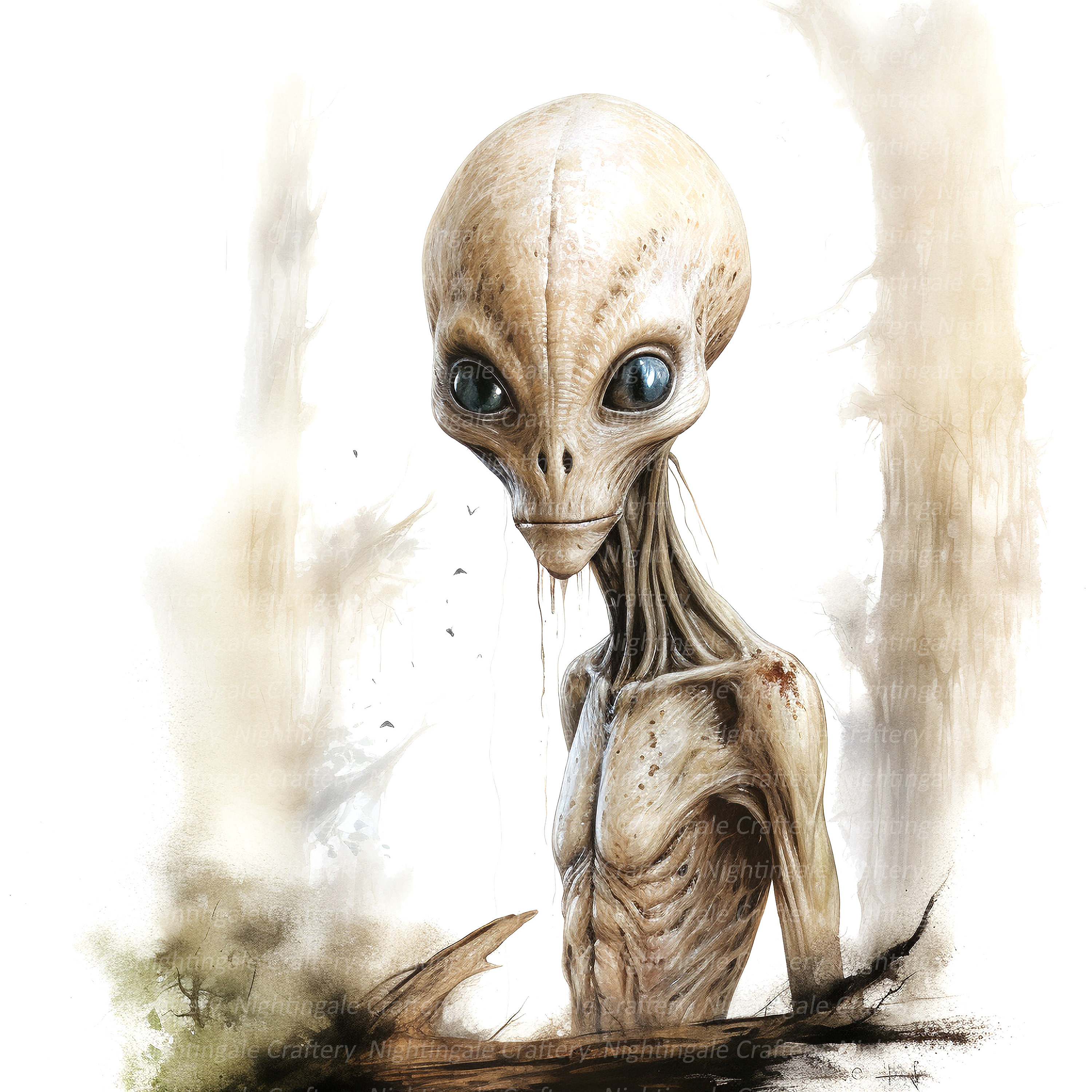 14 Alien Clipart, Aliens Clipart, UFO, Printable Watercolor Clipart ...