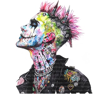 12 Punk Clipart, abstraktes Punk, Monster, Poster, druckbare Aquarell Clipart, hochwertige JPGs, digitaler Download, Papiermodell, Journals