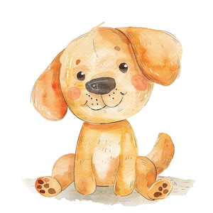 10 Clipart di cani dei cartoni animati, cani da asilo nido, cuccioli, clipart di acquerelli stampabili, PNG di alta qualità, download digitale, artigianato di carta, diari spazzatura