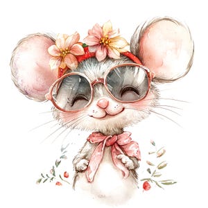 11 Boho Maus Clipart, süße Maus, druckbare Aquarell Clipart, hochwertige JPG / PNGs, digitaler Download, Papiermodell, Junk Journals