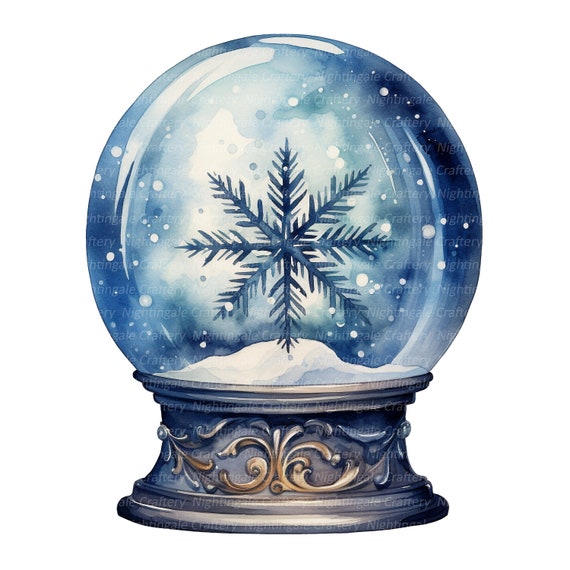 10 Snowflake Christmas Snow Globe Clipart, Christmas
