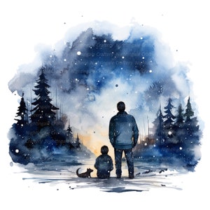 12 Dad and Son Clipart, Starry Night Clipart, Father and Son, Printable ...