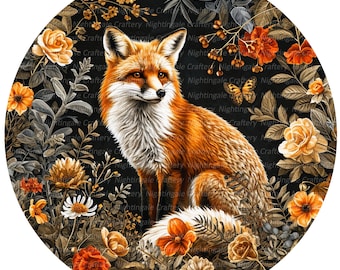 10 bloemen Fox clipart, vintage Fox clipart, afdrukbare aquarel clipart, hoge kwaliteit jpg's, digitale download, Paper Craft, junk tijdschriften