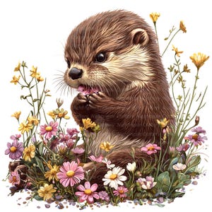 9 clipart bébé loutre, hyper réaliste, clipart aquarelle imprimable, fichiers JPG de haute qualité, téléchargement numérique, travaux manuels en papier, journaux indésirables