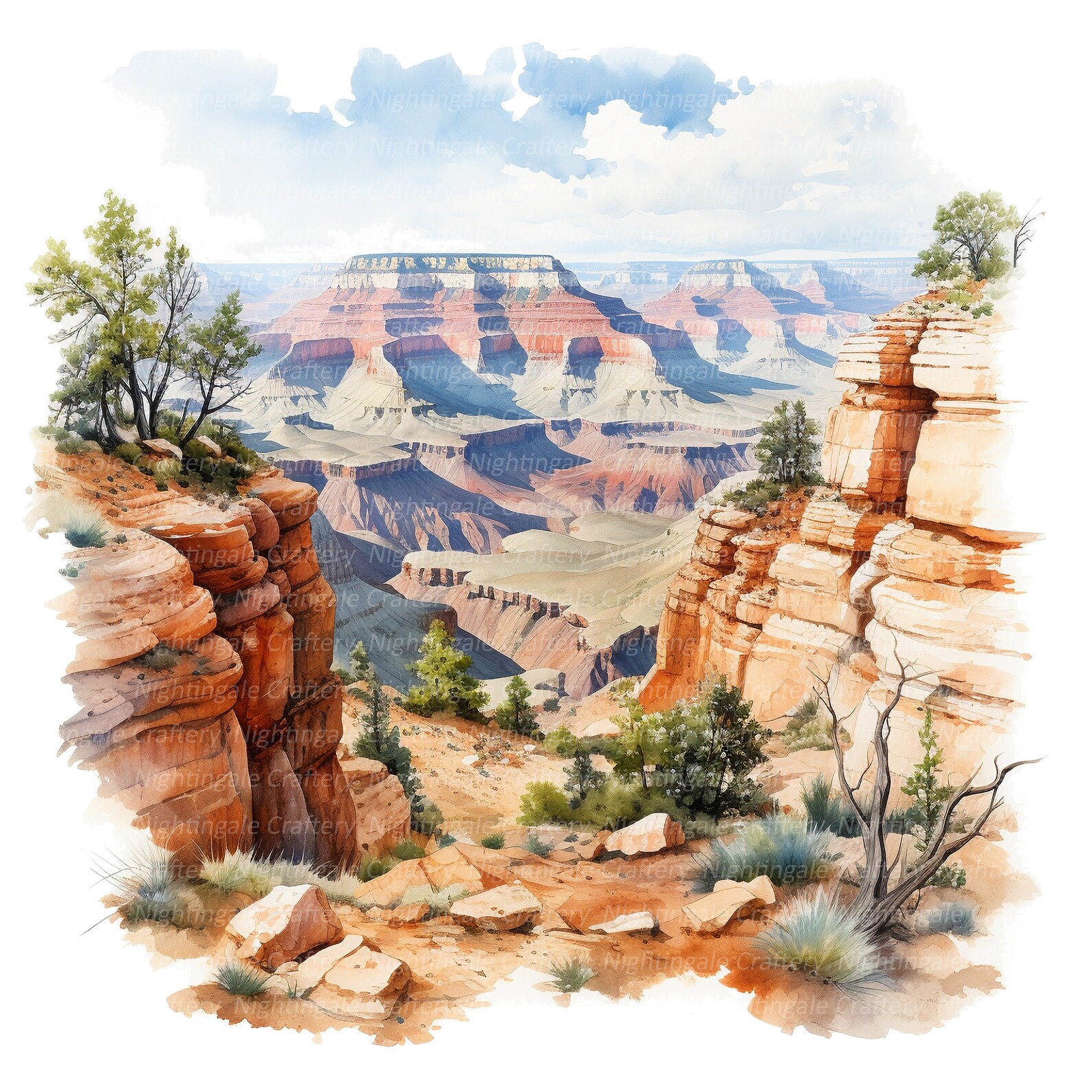10 Grand Canyon Landscape Clipart, Printable Watercolor Clipart, High ...