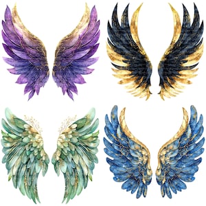 16 Angel Wings Clipart Set 2, Coloured Wings Clipart, Digital Clipart, High Quality JPGs, Printable clipart, Digital download, Paper craft