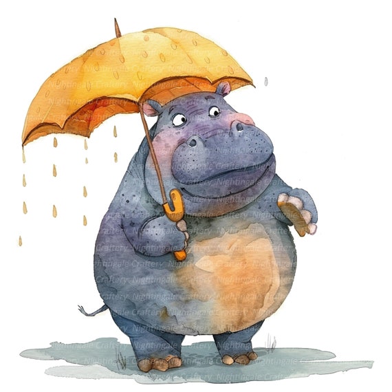 Orecchini Ippopotamo In Gomma - Miniblings Safari - Gancio Argentato, 30 Mm, Fatti A Mano A Berlino